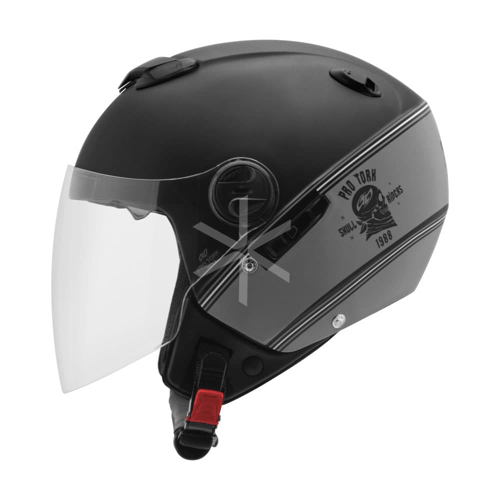Casco Protork New Atomic Skull Riders Hd Mate Plata Negro