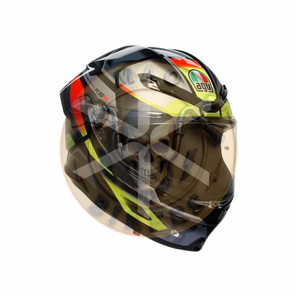 Casco AGV K6 Erazer Negro Rojo Amarillo Fluo